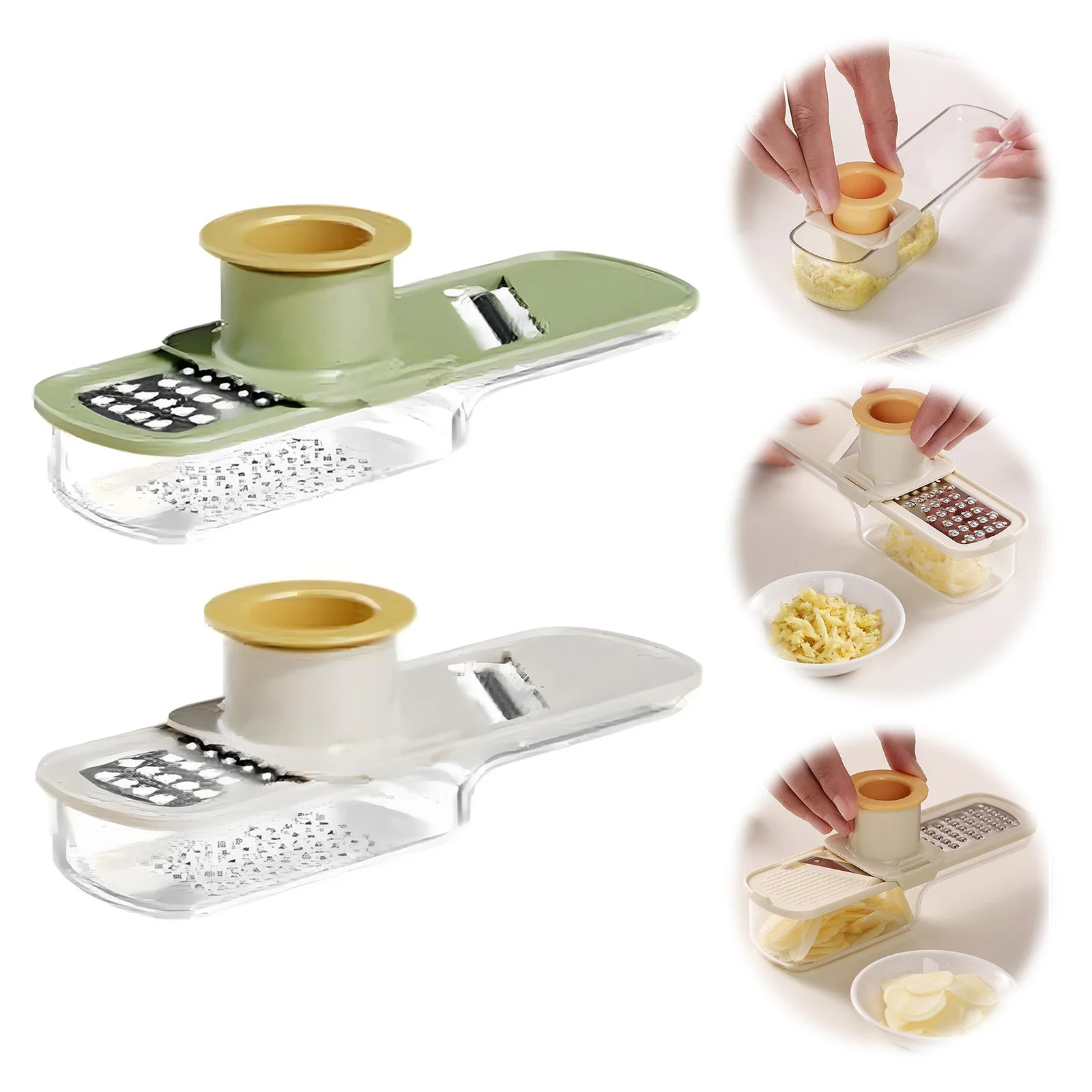 Molinillo multifuncional 3 en 1 para jengibre y ajo, rebanador de ajo, molinillo de jengibre para cortar y moler ajo