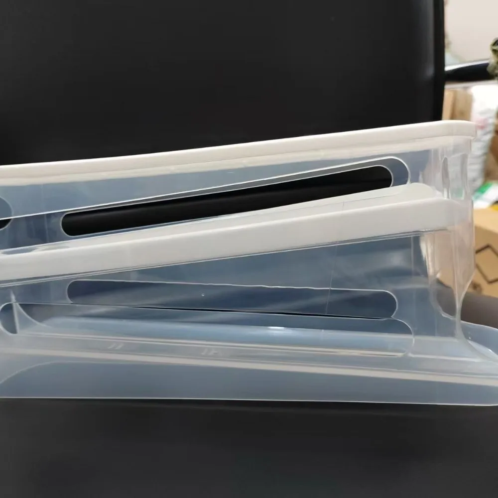 Transparent Egg Storage Box Ladder Style Space Saving Egg Holder Rack Automatic Rolling Double Automatic Egg Carton