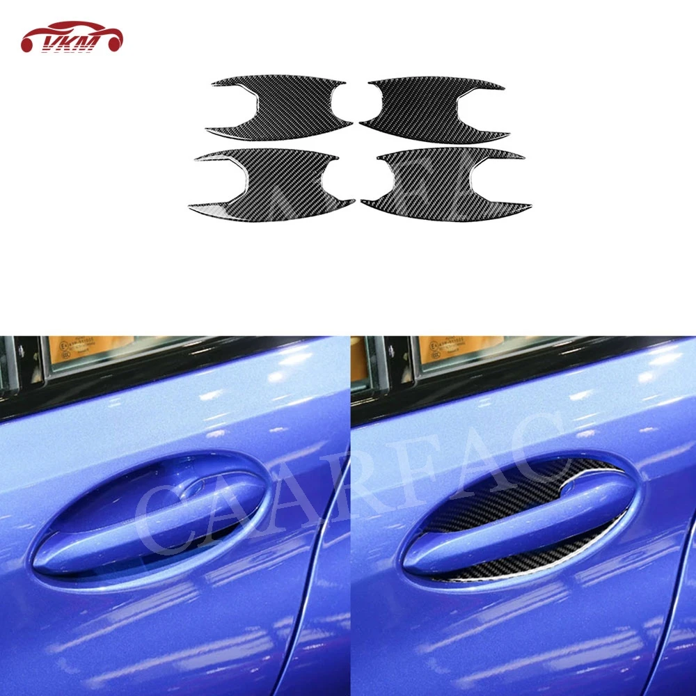 

4 PCS/Set Carbon Fiber Car Door Handle Inner Bowl Trim Cover Scratches Resistant Stickers For BMW 3 Series G20 G28 2019 2020