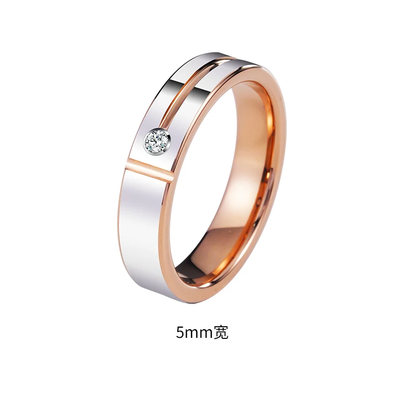 Wedding Rings for Men Women Rose Gold Plating Tungsten Synthetic Moissanite Inlay Confort Fit Band, Engraving