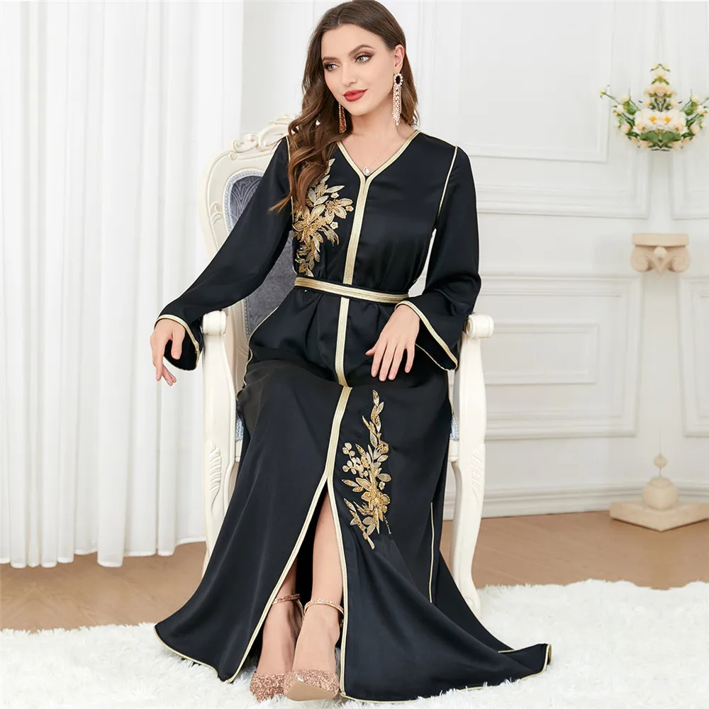 Moroccan Abayas Muslim Women Maxi Dresses Turkey Eid Djellaba Party Gown Islamic Kaftan Dubai Evening Jalabiya Ramadan Clothing