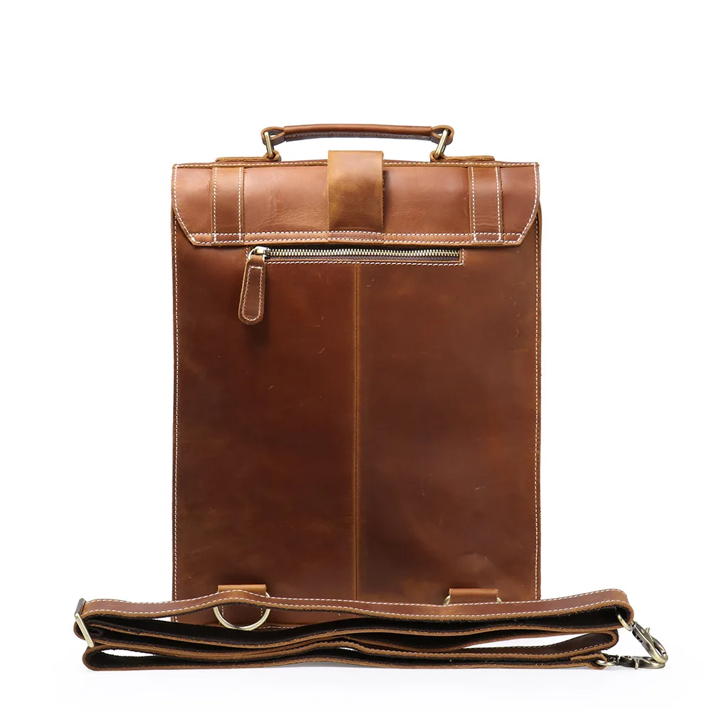 Vintage Crazy Horse Leather Backpack Men's Retro Travel Business Duffle Bag Multi-Functional Anti-Theft Spacious Laptop