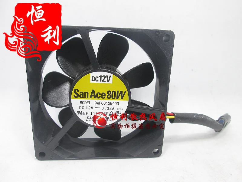 

SANYO DENKI 9WP0812G403 DC 12V 0.38A 80x80x25mm 3-Wire Server Cooling Fan