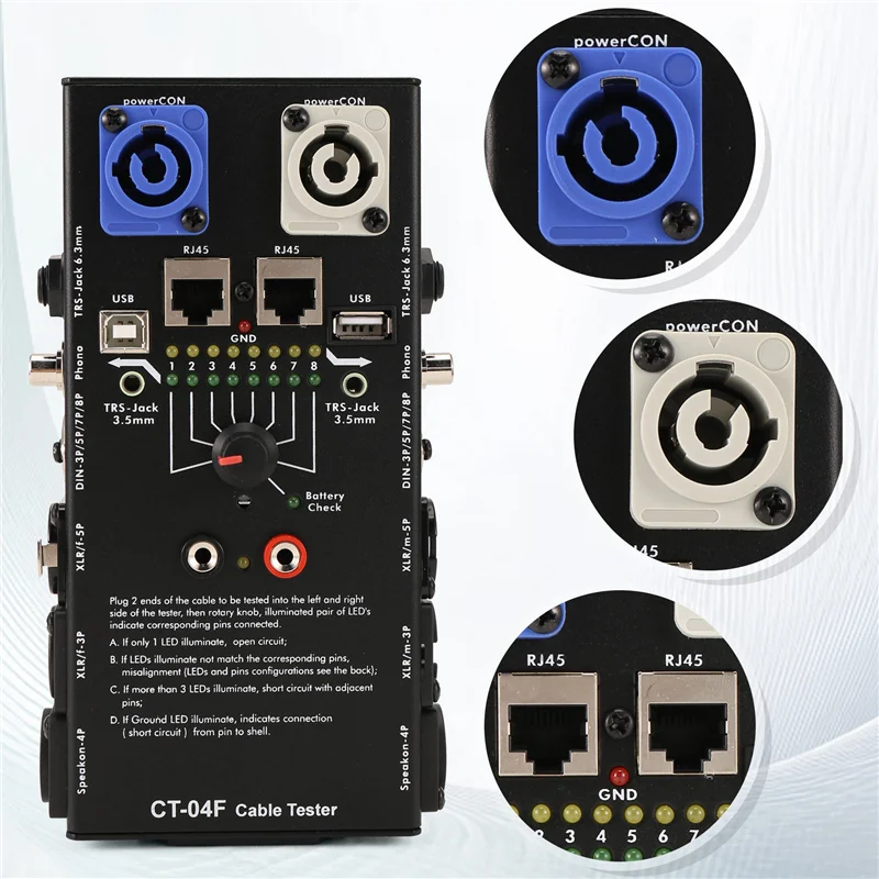 Probador de línea multifuncional de rendimiento estable Probador de línea de señal Xlr de línea de audio
