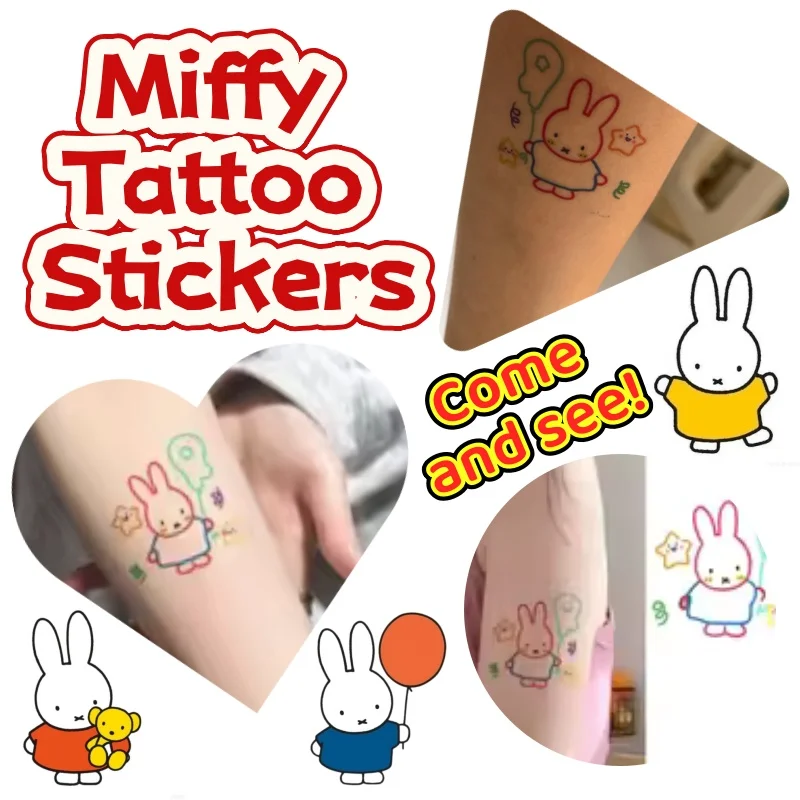 

Miffy Anime Cartoon Rabbit Stickers Popular Style High Beauty Cute Washable Student Wrist Clavicle Tattoo Stickers