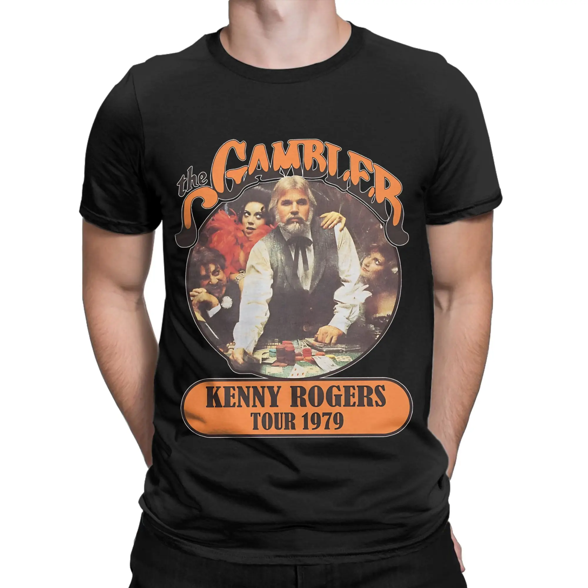 Rustic Folk Art Classic Kenny Rogers Funny 100% Cotton T-Shirt Tees Tops For Men