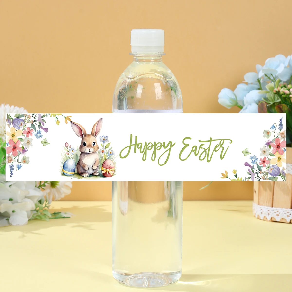 10/24pcs Easter Party Water Bottle Stickers Labels Happy Easter Bunny Rabbit Easter Egg Spring Easter Party Decors Easter Decor