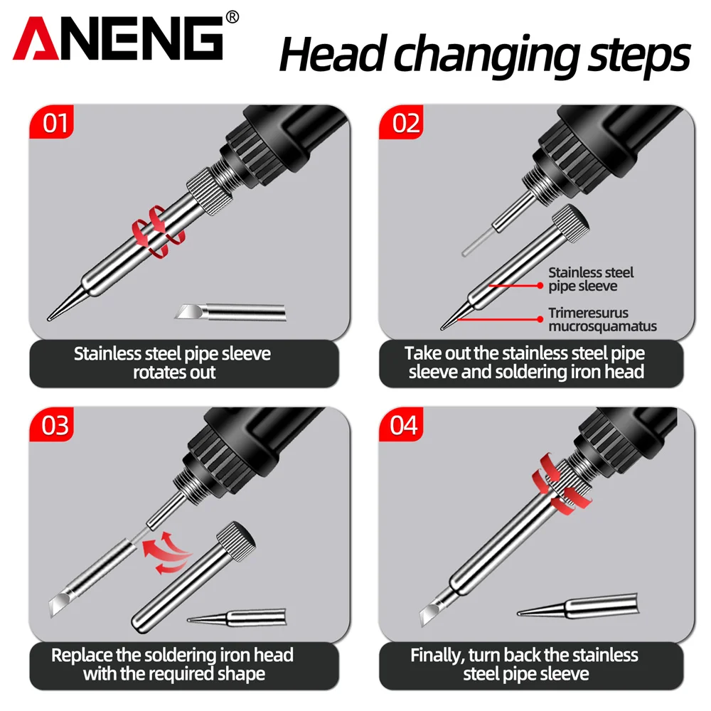 Electric Soldering Iron Adjustable Temperature EU/220V US/110V Ceramic Fast Heating Core Welding Repairing Tools 60W ANENG SL104 image 3