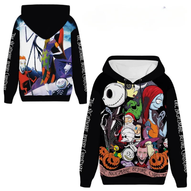 Nightmare Before Christmas Hoodie Jack Skellington Sweatshirt Sally Pullovers Boys Girls Tops Coats Cosplay Streetwear Kids Gift