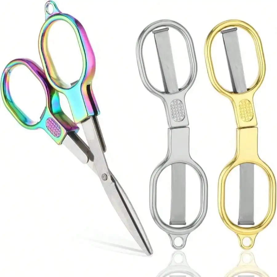 

3Pcs Folding Scissors: Stainless Steel, 3 Colors, Portable, For Office/Craft/Sewing/Nurse Use