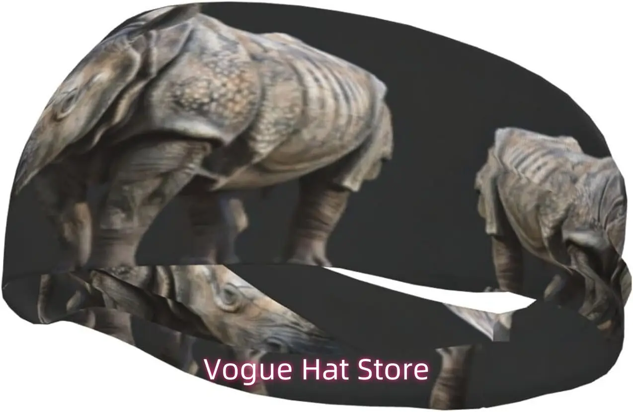 

Animal Rhino Headbands for Men Women Running Headbands Moisture Wicking Workout Sweatband Sports Headband for Cycling Basketball