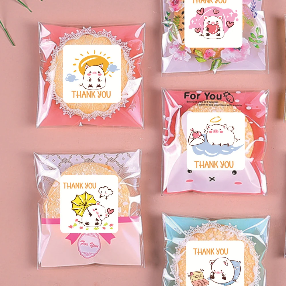 사각형 장식 씰링 스티커 꽃 감사합니다 라벨 스티커 베이비 샤워, 웨딩 선물 포장 태그 우편물 가방, 300 피스
