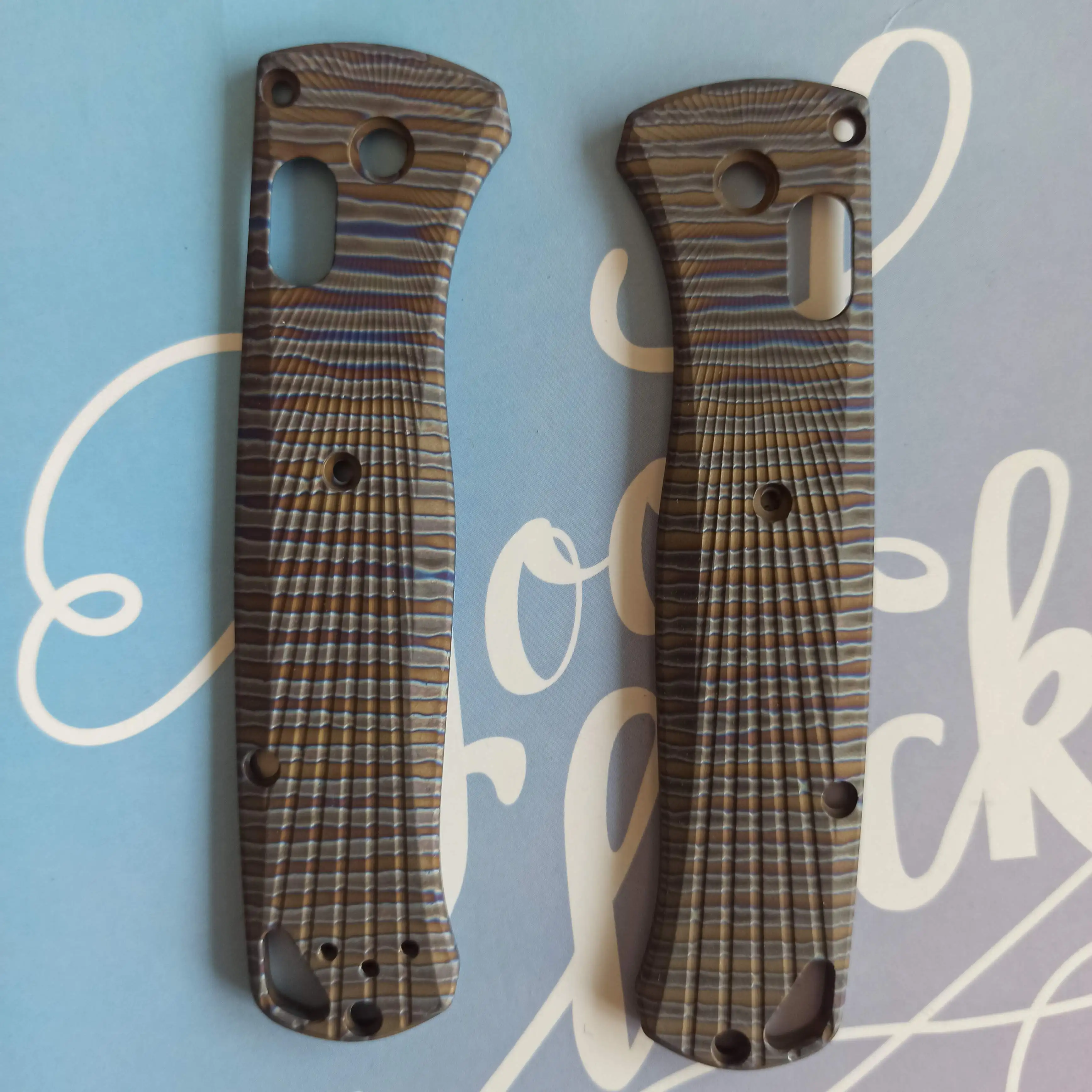 1 زوج مخصص النمر شريط سبائك التيتانيوم مقبض الموازين ل Benchmade Bugout 535 DIY بها بنفسك صنع الملحقات أجزاء