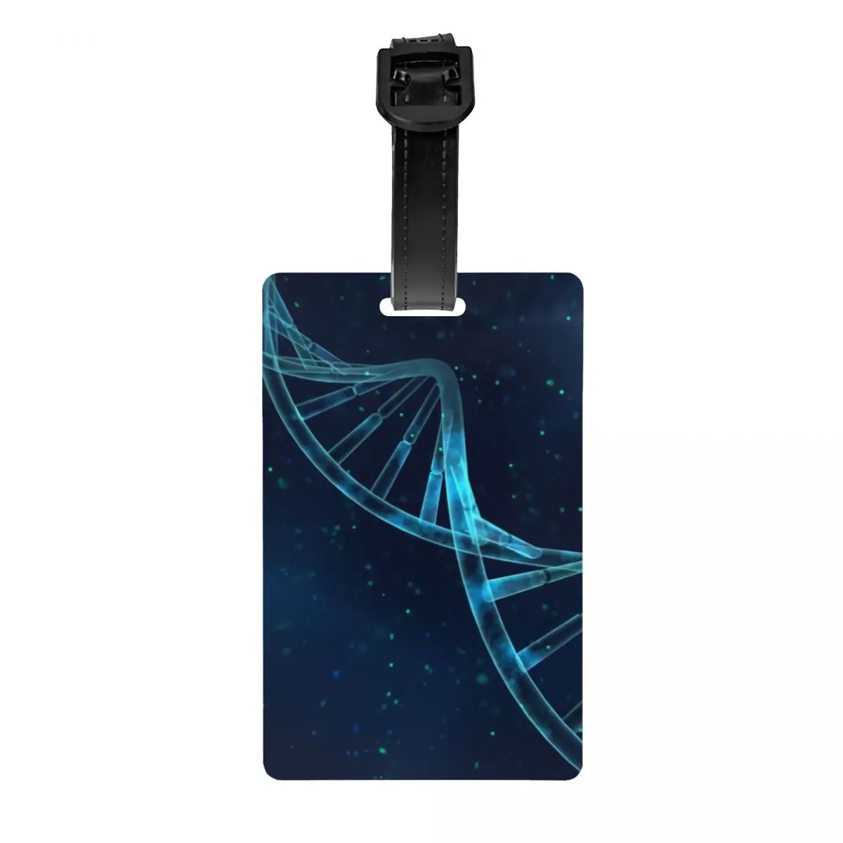 Custom Dark Blue Floating Electric Double Helix DNA Luggage Tags for Suitcases Biology Science Privacy Cover ID Label