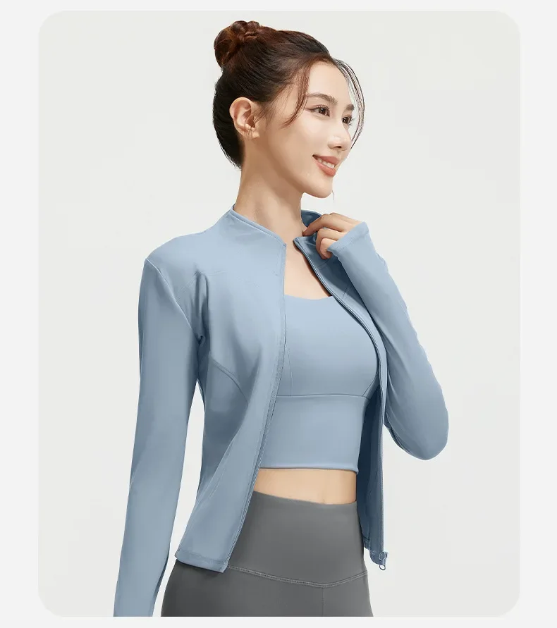 2026 Frühling Sommer Neue Yoga-Kleidung Windbreaker Damen Laufjacke Langarm Sweatshirt Sportjacken Damen Workout-Tops Activewear – Detail 9