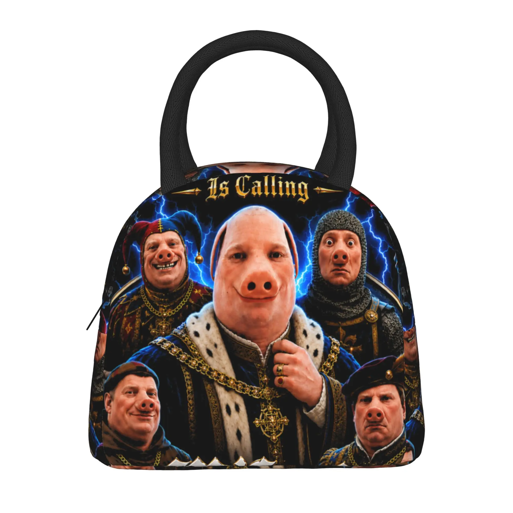 John Pork is Calling Medieval Bootleg Meme Brainrot Lunch Bag  Fun Lunch Box Picnic Portable Zipper Thermal Lunch Bags For Girls