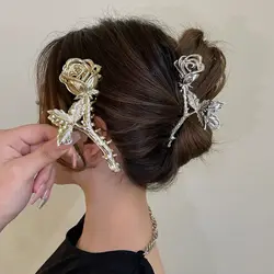 Women Large Metal Rose Floral Metal Hair Claws Ladies Barrettes Hair Clips Girls Hairgrip Hairpins Headwear Hair Accessories