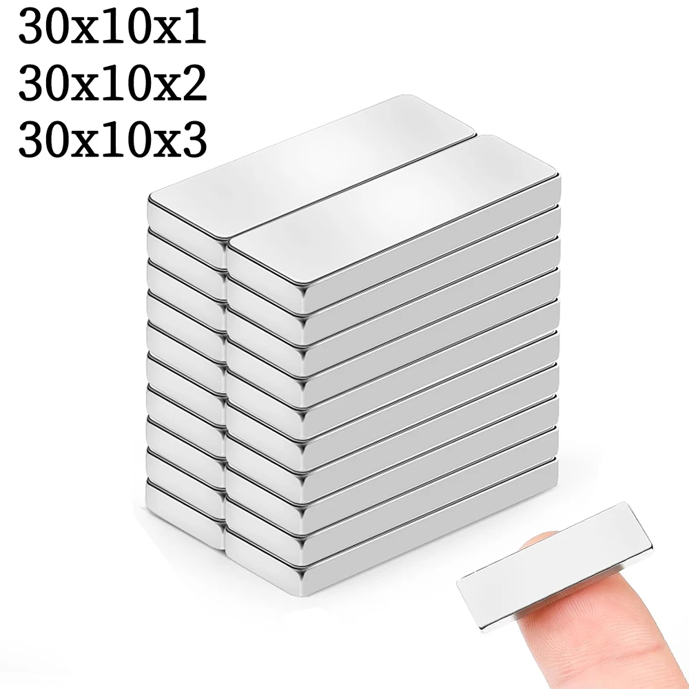 Imán de Neodimio NdFeB de 30x10x1/2/3mm, Bloque Magnético Potente y Permanente, Imanes de Neodimio, Aimant Puissant