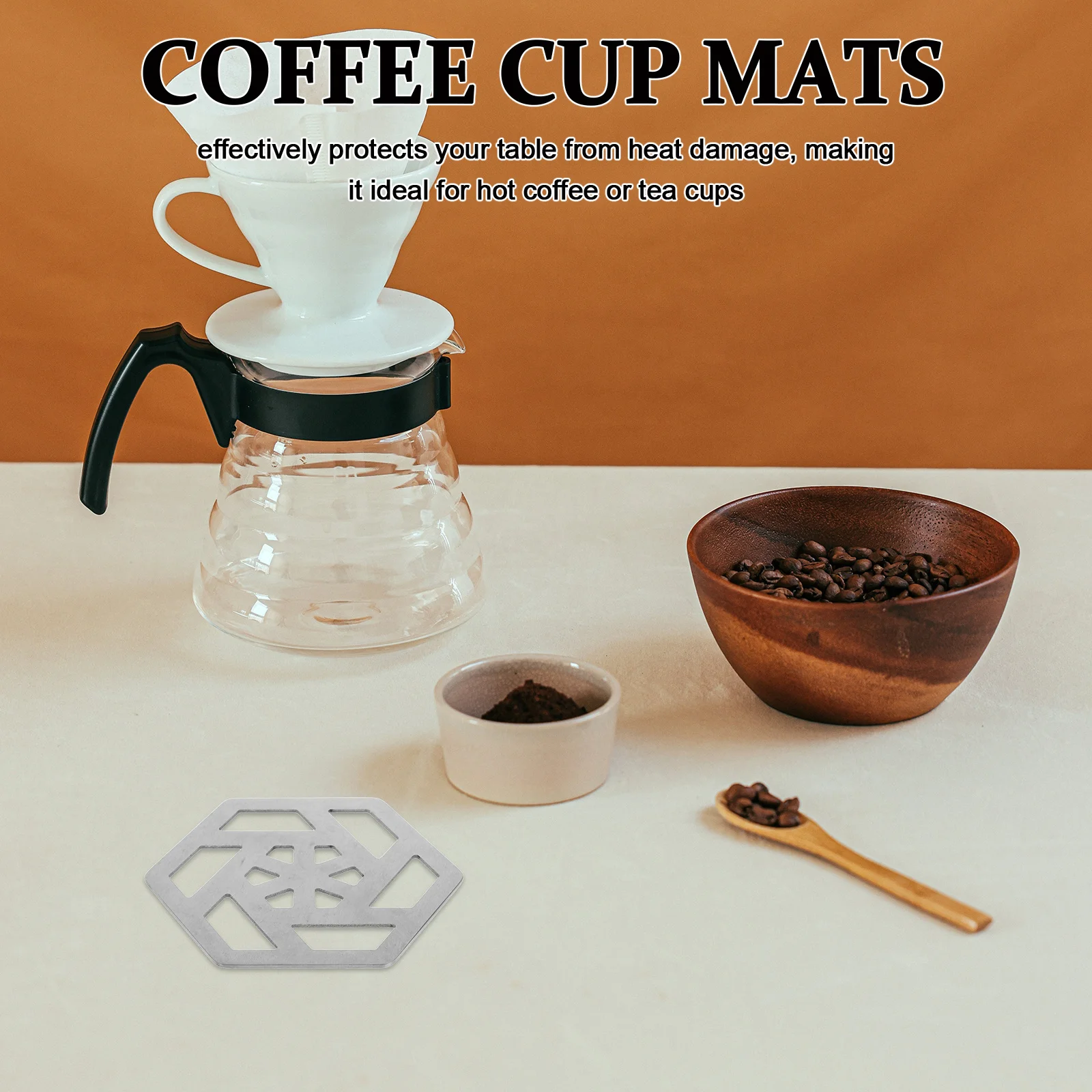 

4Pcs Stainless Steel Coaster Set Nonslip Heat Insulation Coffee Tea Cup Mats Metal Drink Pads Home Office Reusable