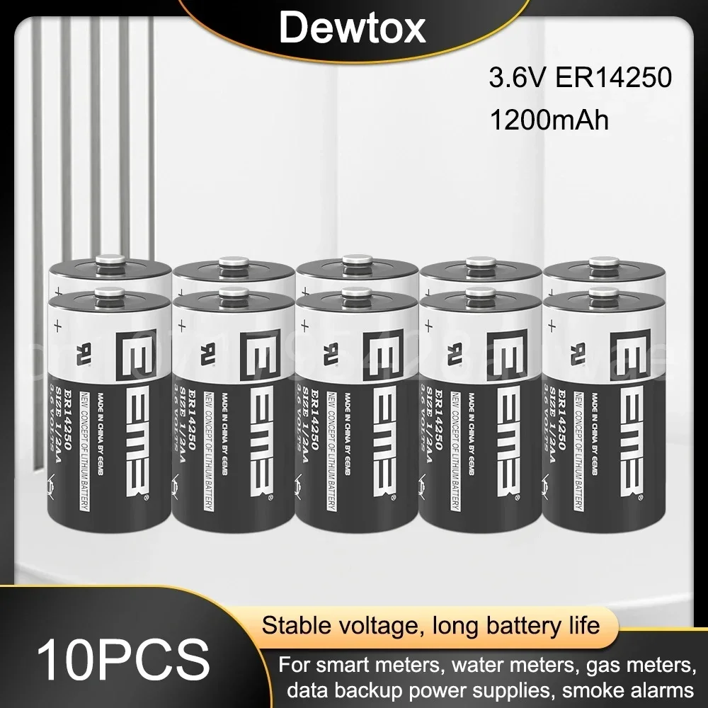 10PCS 3.6V 1200mAh ER14250 ER 14250 CR14250 1/2AA แบตเตอรี่ Li-Ion สําหรับ PLC เครื่อง CNC เครื่องมือหน้าจอสัมผัสน้ําเมตรนาฬิกาปลุก