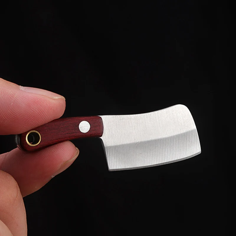 Houten Handvat Keuken Sleutelhanger Zakmes Roestvrij Staal Camping Kleine Mini Draagbare Messenschiller Fixed Blade Multi Edcs
