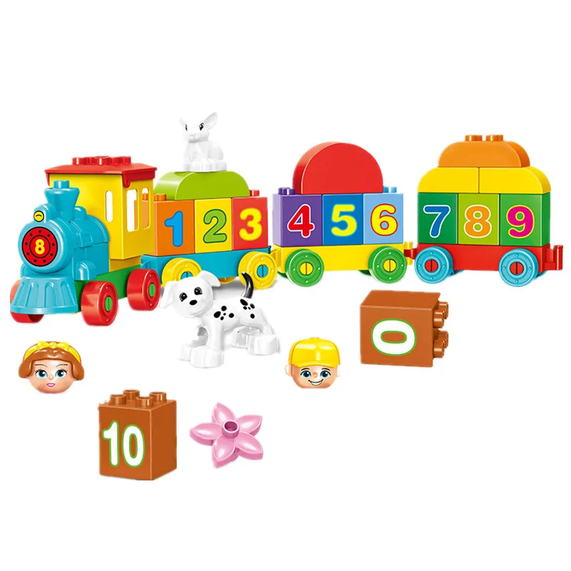 Larg Building Blocks My First Number Train Cake English Alphabet Mathematicl Calculation Large Particles Toddler Educatioal Toys