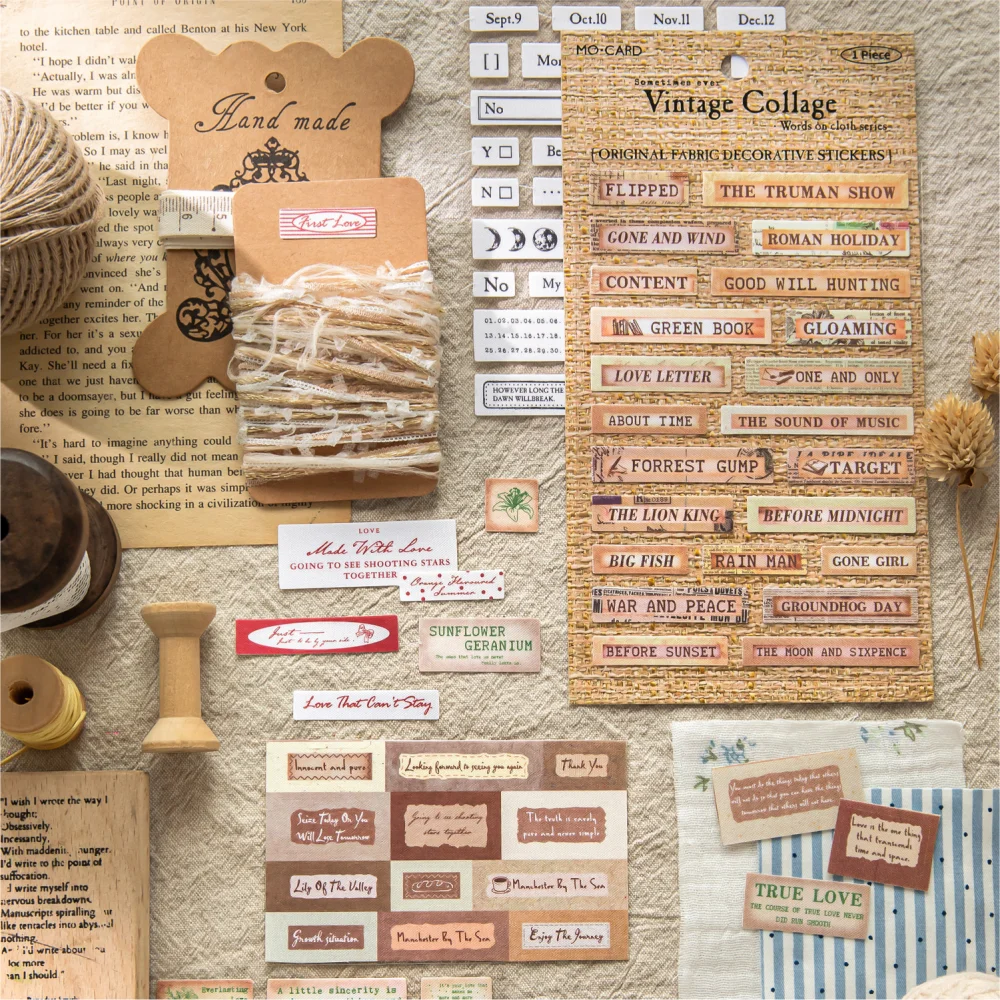 Card Lover 1 Pcs [Bu Shang Zi Language Series] English Handbooks On Canvas Stickers Cloth Stickers Paper Material Scrapbook Kit