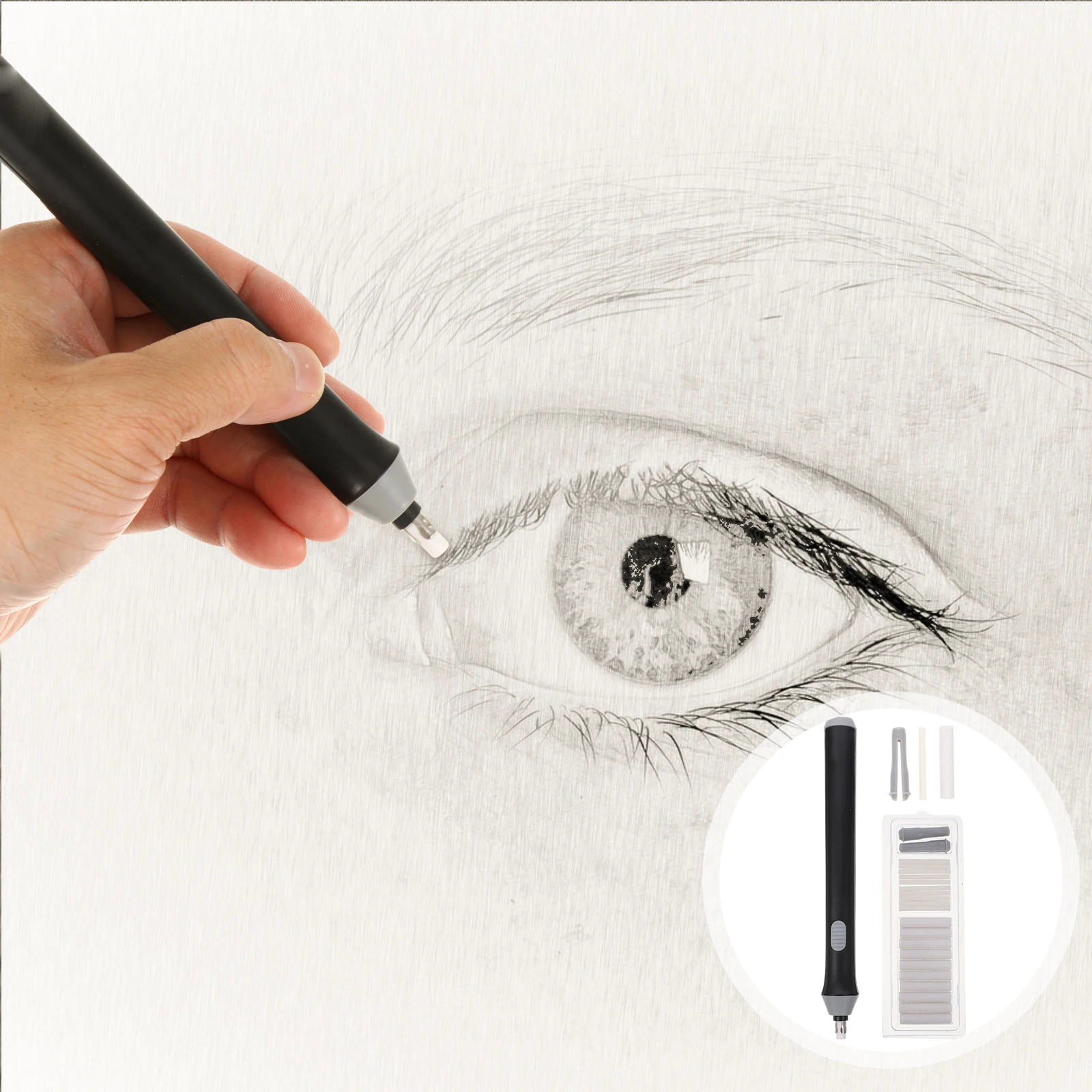 

1 set Electric Auto Eraser Rechargeable Portable Art Students Stationery Typo Correction Tool For Pencil Sketching Drawing