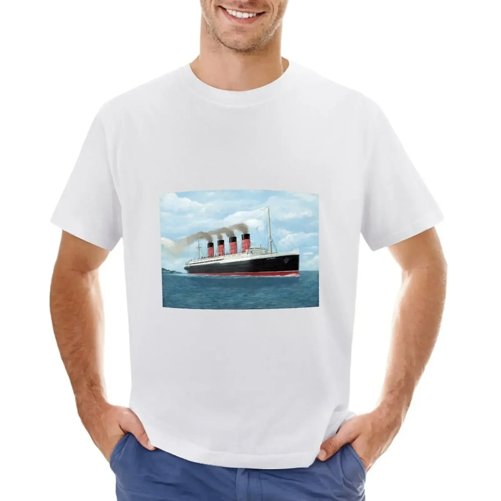 Camiseta Lusitania extragrande para homem, manga curta, mais tamanhos, menino