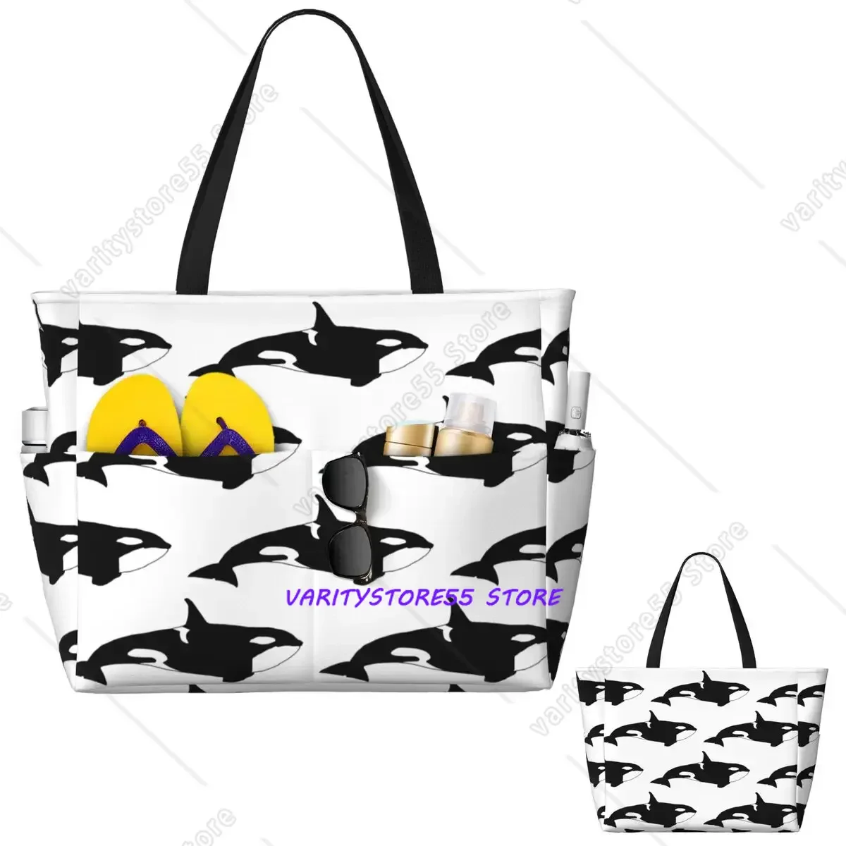 Killer Whale (Orcinus Orca) Beach Tote Bag Sport Gym Yoga Duffle Large Tote Bag Women Travel Fitness