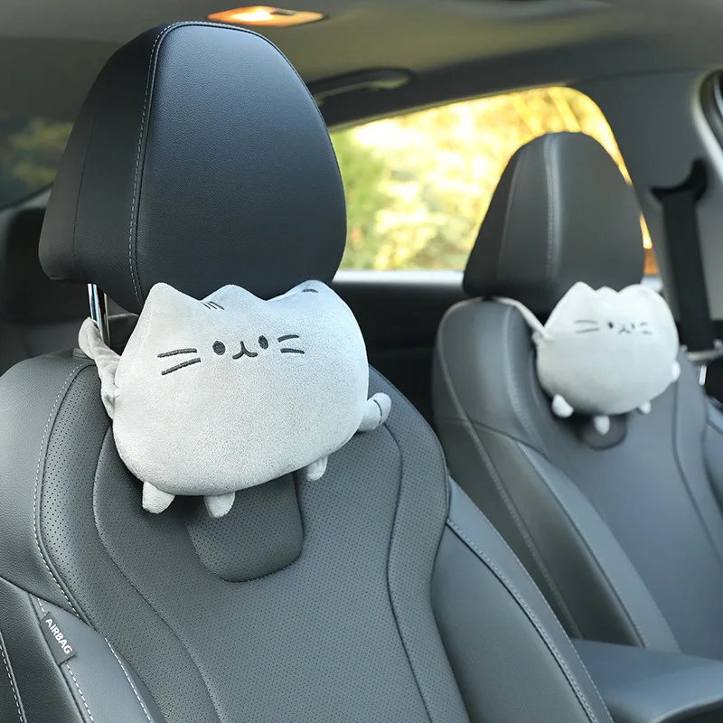 1PCS Kreative Cartoon Nette Katze Auto Auto Sitz Kopf Hals Rest Kissen Kopfstütze Kissen Plüsch Pad Auto Sicherheit Kissen auto Zubehör