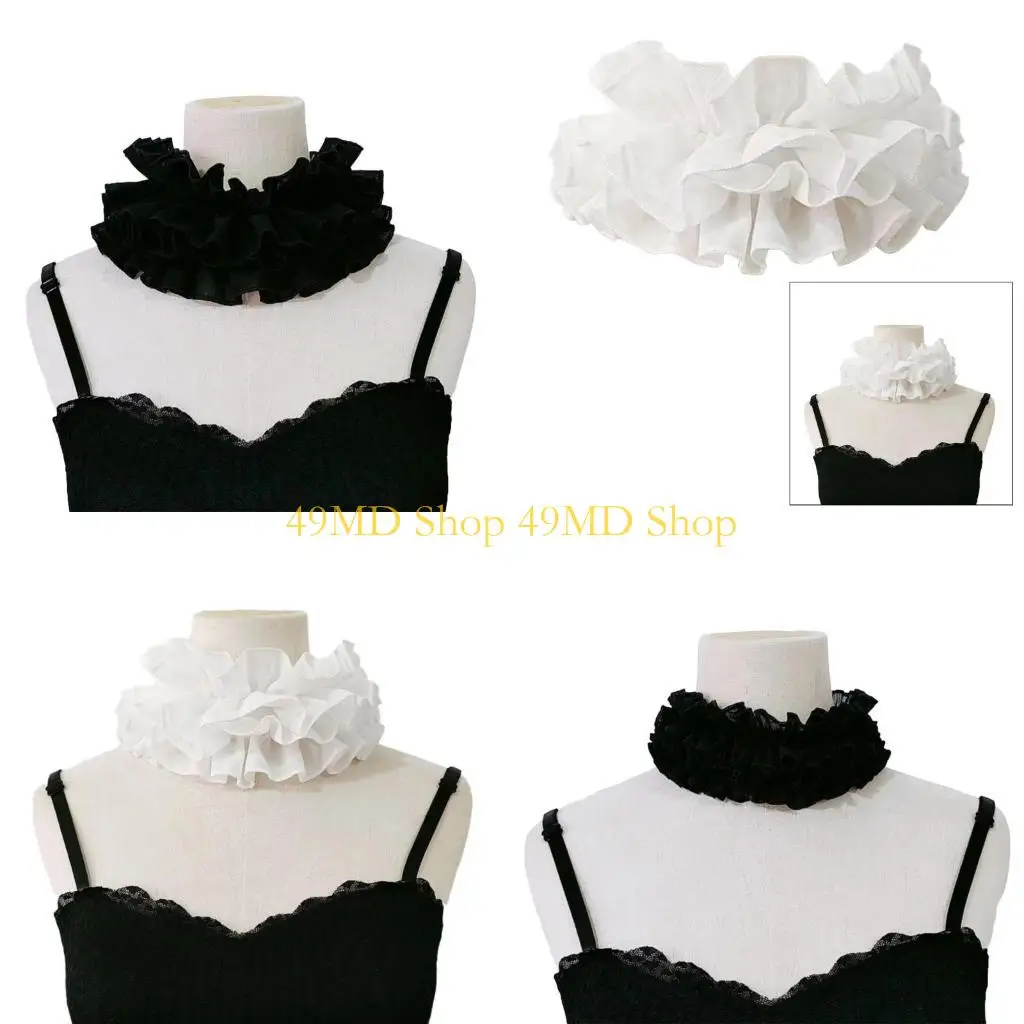 49MD Vintage Vintage Ruffled False Collar Neck Ruff Wrist Cuffs Victorians Kostum Kolonial