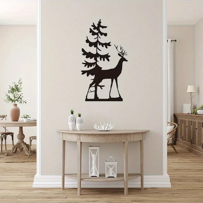 1pc immagine da appendere alla parete con motivo scoiattolo e alce, prodotto artigianale in metallo, decorazione per la casa da giardino all'aperto, decorazione per soggiorno al coperto