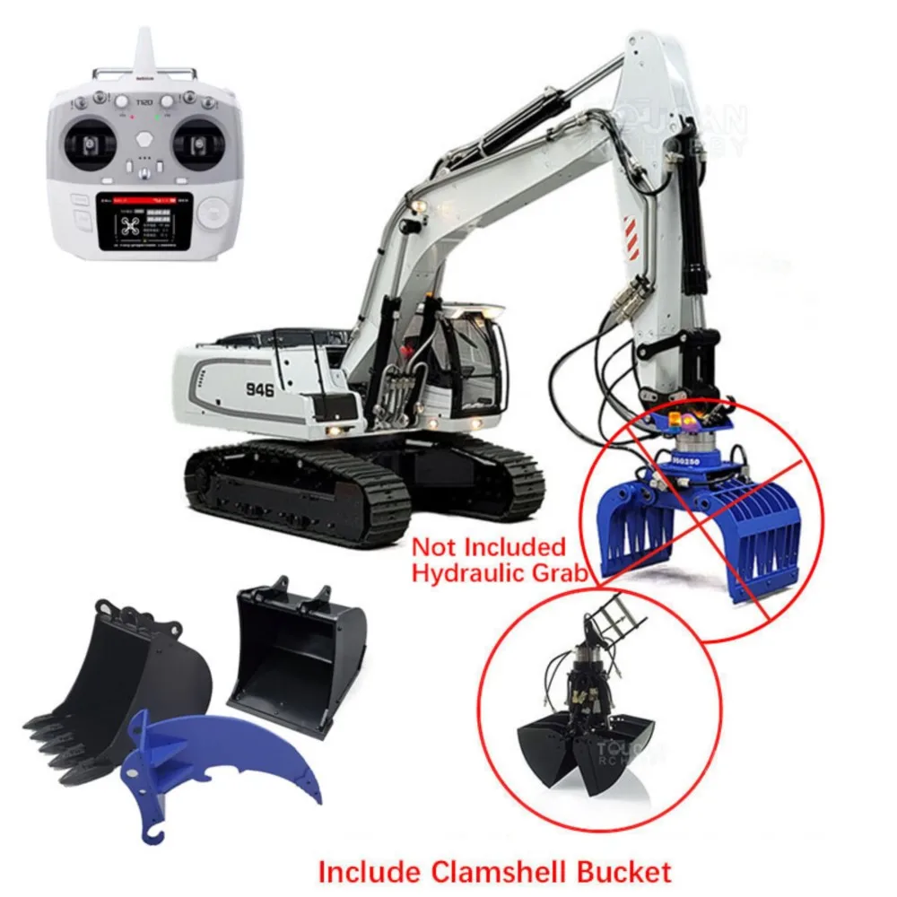 1/14 MTM 946 Hydraulic Tracked RC Excavator 9Ch Radio Control Painted Finished Truck Model W/ Tiltable Clamshell Bucket Ripper