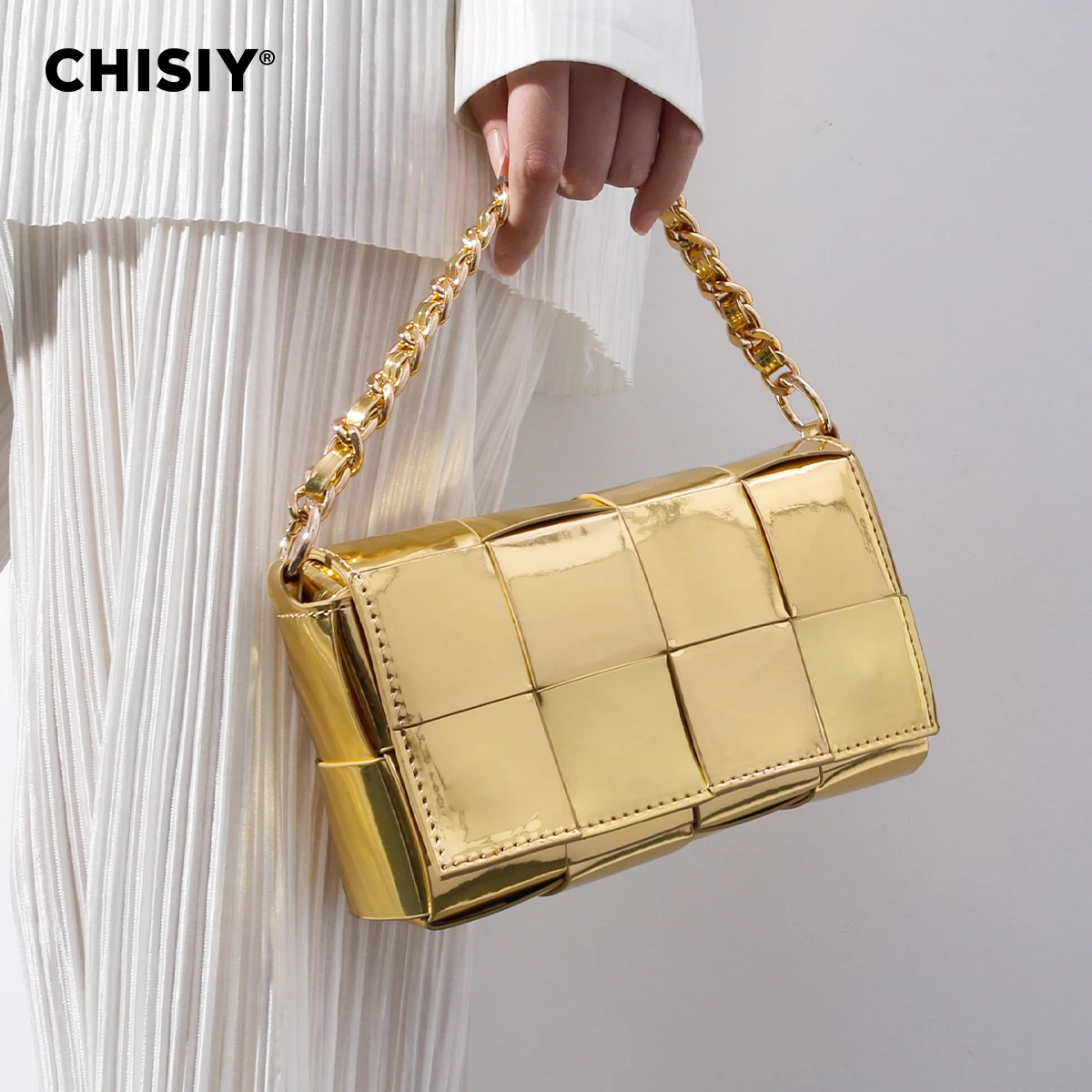 CHISIY Original handmade fashion interweaving series woven with elegant texture, dating student single shoulder crossbody bag