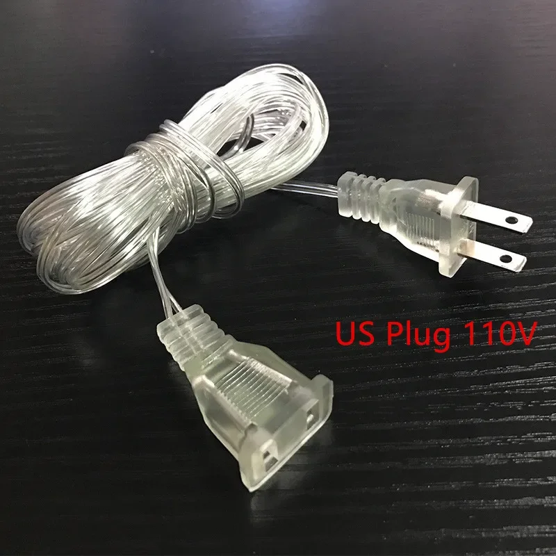 3/5M Waterproof String Lights Extension Cable EU/US Plug Power Accessory Cord For Holiday Garland Decor Christmas Lighting