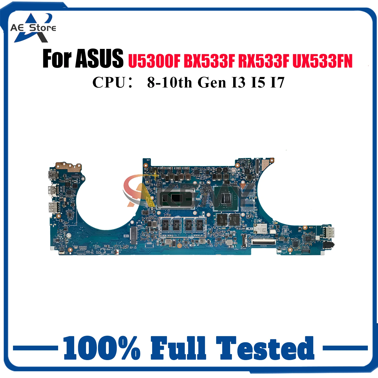 

UX533FN Материнская плата для ноутбука ASUS ZenBook RX533F BX533F UX533FD UX533FN U5300F UX533F Материнская плата для ноутбука с процессором I3 I5 I7 stk