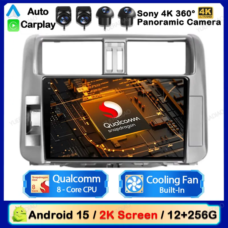 

Автомобильный радиоприемник Android 15 для Toyota Land Cruiser Prado 150 2009-2013, мультимедийный стерео видеоплеер Carplay Auto GPS NAVI 4G WIFI