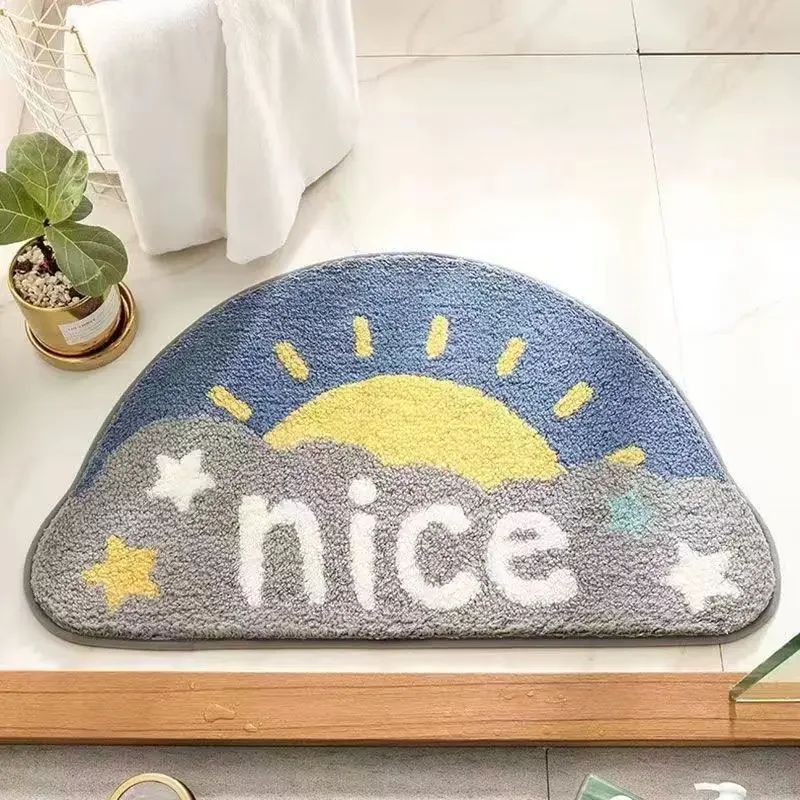 VIKAMA Cartoon Cashmere Floor Mat Soft Non-Slip Bathroom Absorbent Floor Mat Family Toilet Entrance Door Mat Bedroom Carpet