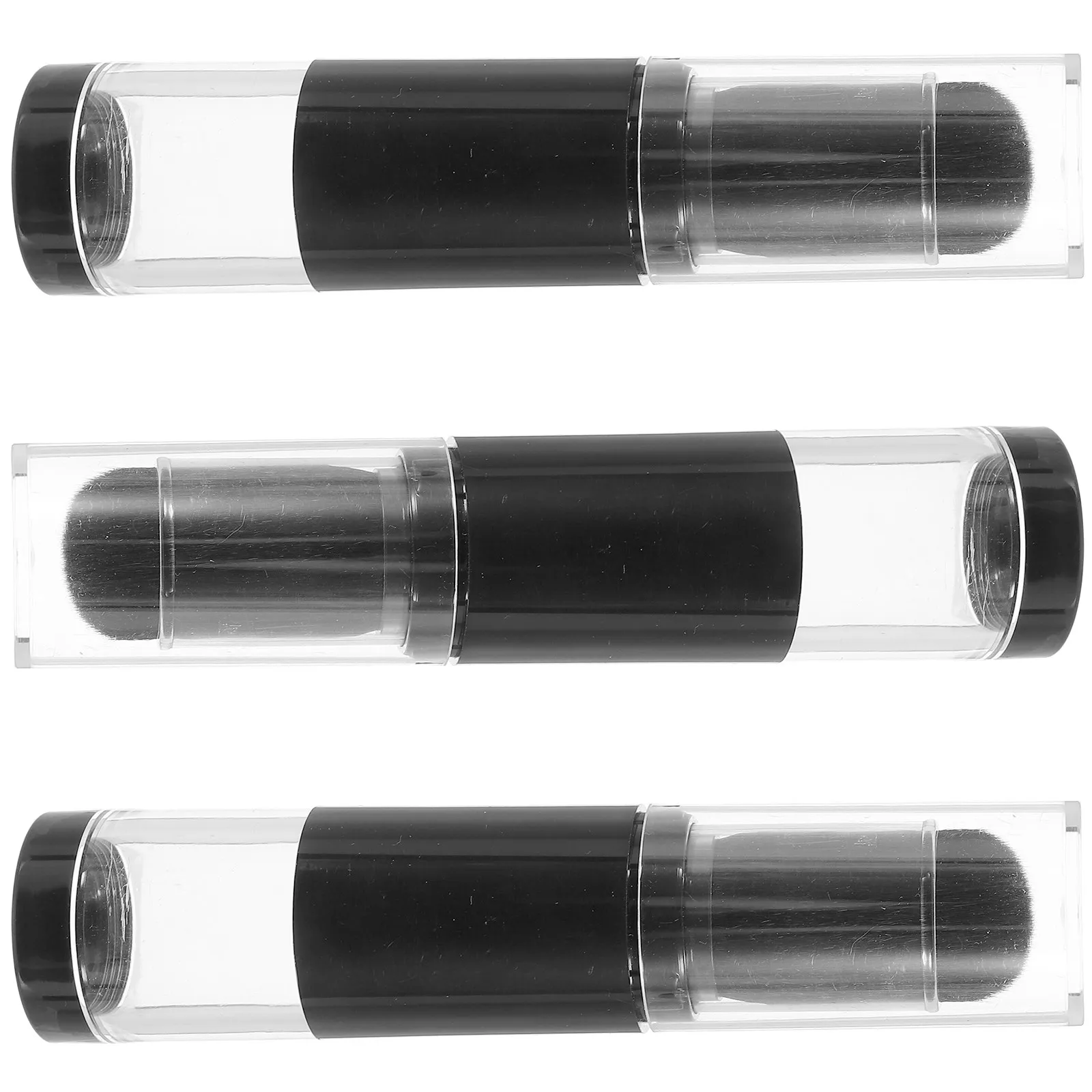 3Pcs Refillable Powder Brush Press Type Makeup Brush Retractable Portable Applicator Tool for Loose Setting Powder Travel
