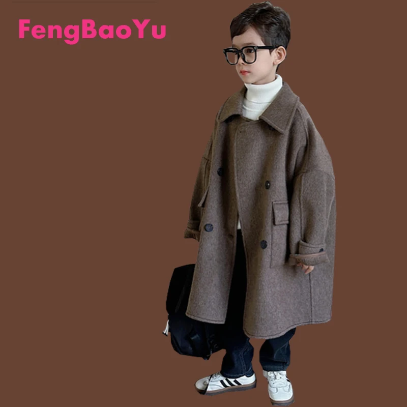 

Children's Double-sided Wool Generous Autumn and Winter Boy Temperament Elegant Coat Fashion Street Wear Comfortable and Warm