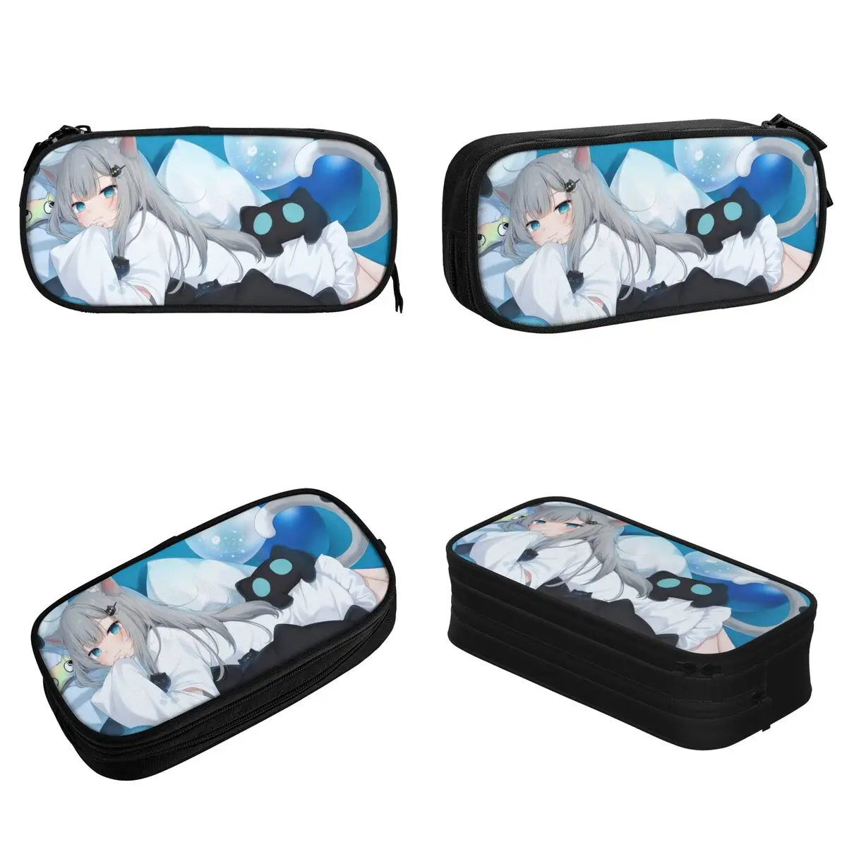 Imagem -02 - Estojo Grande Anime para Meninas Niko Neko Gato Virtual Amashiro Natsuki Pen Box Bolsa Estudante Armazenamento Material Escolar