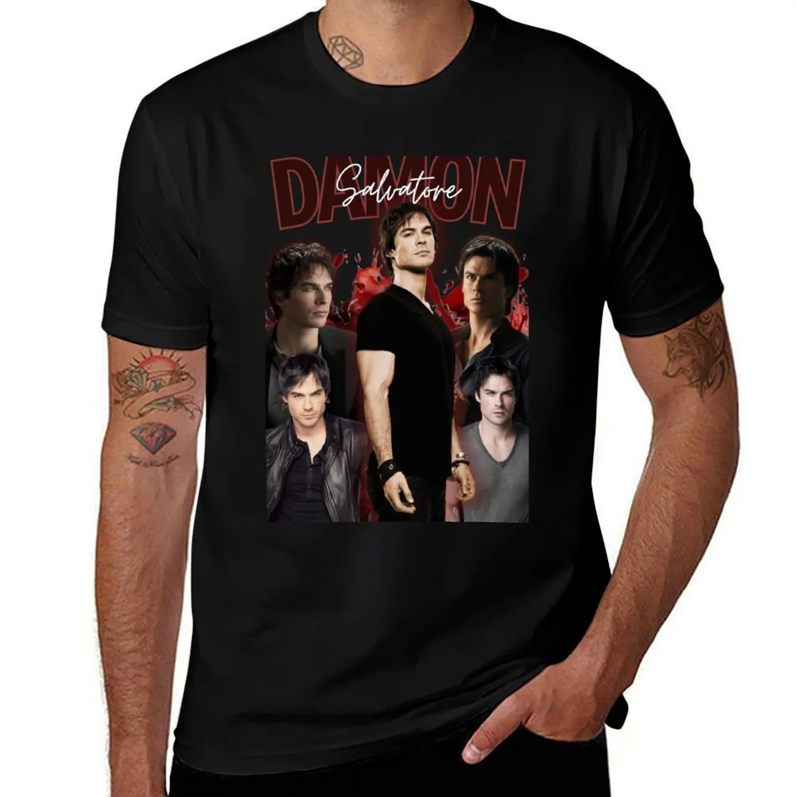 

Damon Salvatore: Take Your Favorite Vampire With You! T-Shirt man t shirt designer t shirts for man pack white T-Shirt