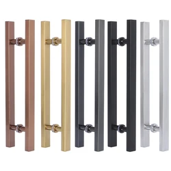 Stainless Steel Square Tubular Glass Handle Moving Doors Hardware Large Size Interior Door Handle for Home Fittings Hardware