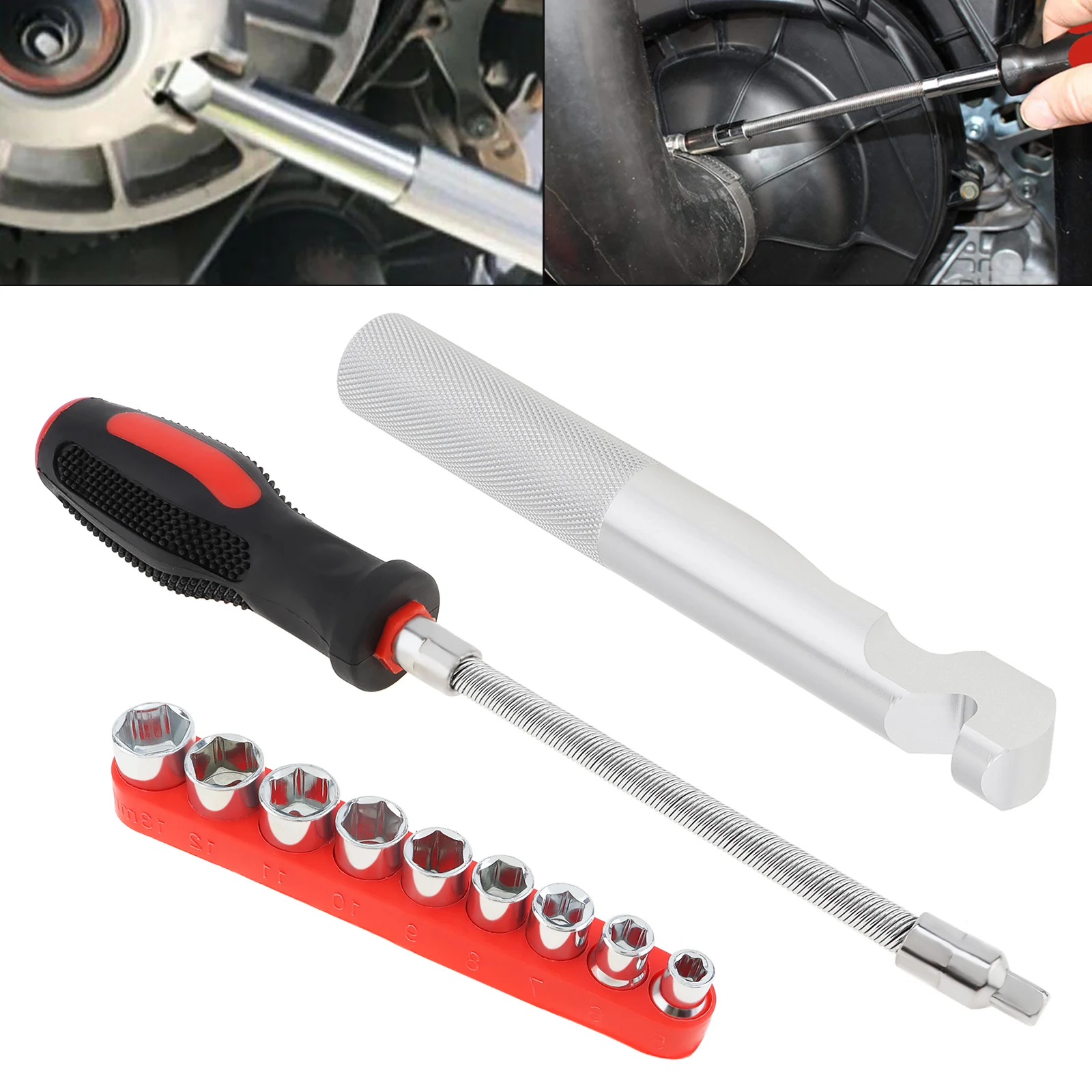 5mm-13mm Motorcycle Repair Tool Set Reversible Socket Wrench Clutch Cover Removal Tool for Polaris RZR 1000 XP XP4 900 S