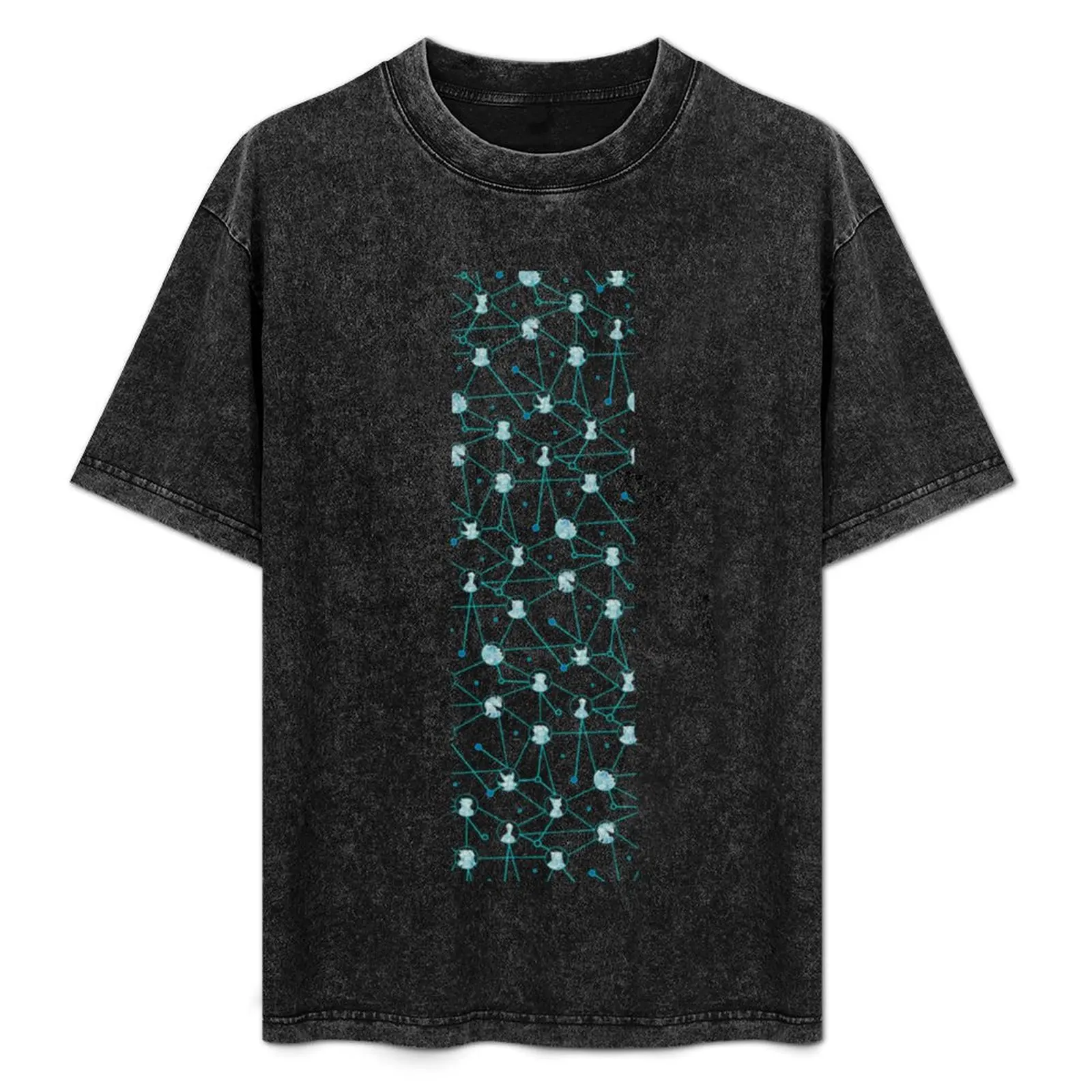 

Stellaris Aliens Pattern Teal T-Shirt Modern Print Casual T-Shirt