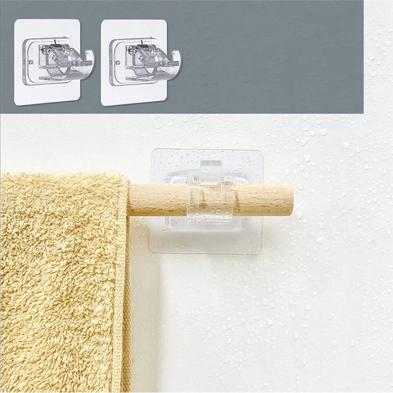 8PCS Self Adhesive Curtain Rod Bracket No Drill Curtain Rods Brackets Nail Adjustable Hooks Storage Hooks Clamp