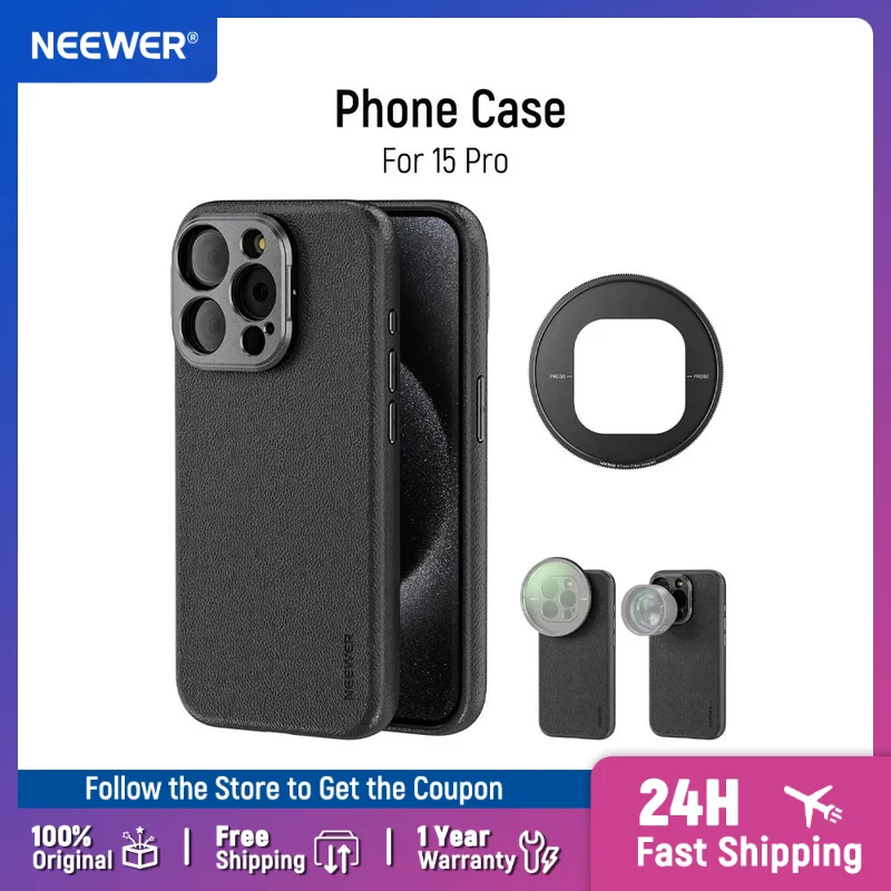 

Neewer Phone Case for Iphone 16 15 Pro TPU + PC Protective Case with 17mm Lens Backplate, 67mm Filter Adapter Phone Cage