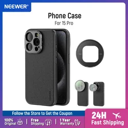 Neewer Phone Case for Iphone 16 15 Pro TPU + PC Protective Case with 17mm Lens Backplate, 67mm Filter Adapter Phone Cage