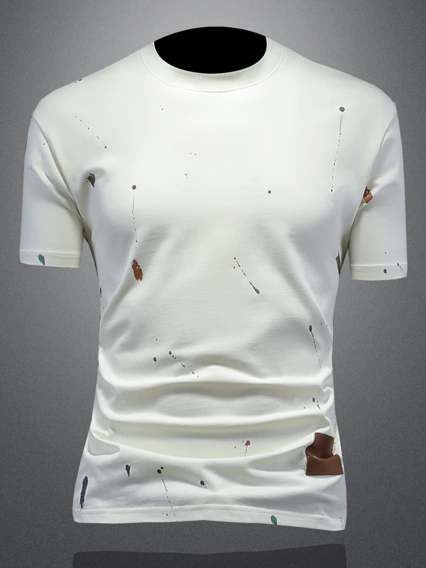 

Мужская летняя футболка из смесового хлопка и полиэстера, приталенного кроя, не требующая глажки, модная, городская, стильная.